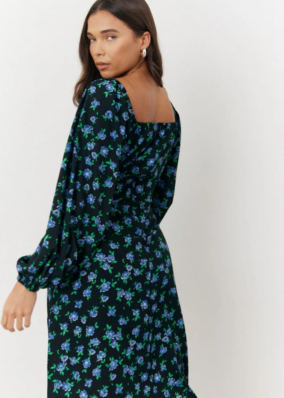 In The Style Black Floral Midi Dress
