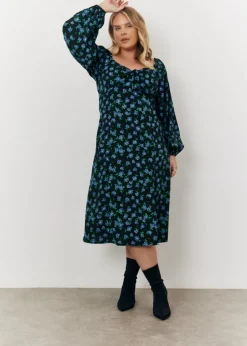 In The Style Black Floral Midi Dress