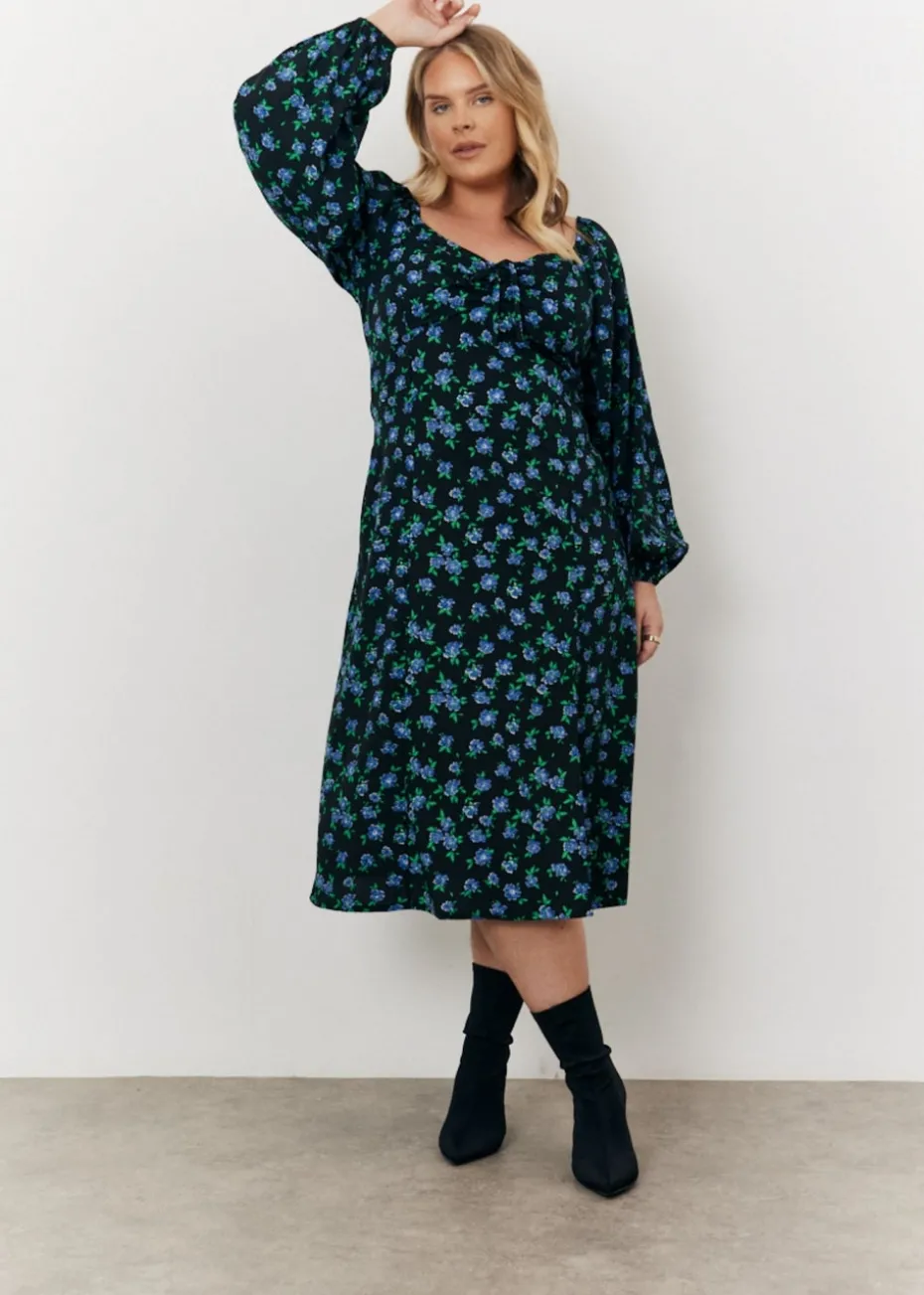 In The Style Black Floral Midi Dress