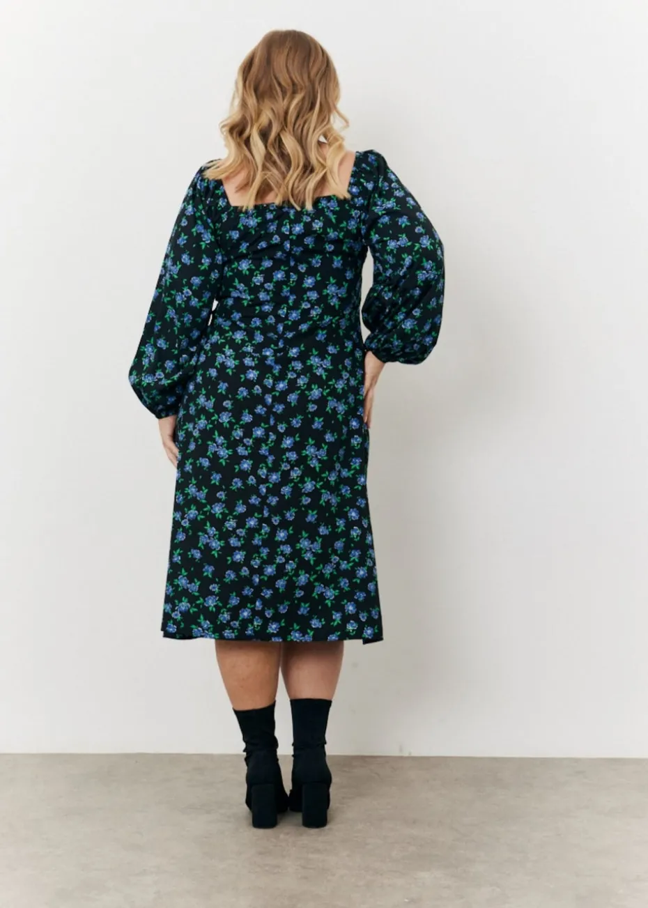 In The Style Black Floral Midi Dress