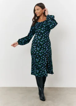 In The Style Black Floral Midi Dress