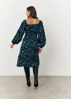 In The Style Black Floral Midi Dress