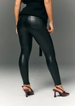 In The Style Black Leather Look Leggings
