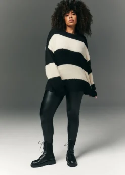 In The Style Black Leather Look Leggings