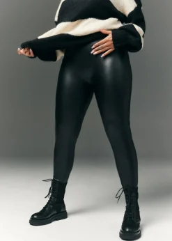 In The Style Black Leather Look Leggings