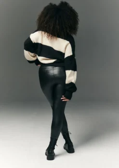 In The Style Black Leather Look Leggings