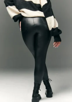 In The Style Black Leather Look Leggings