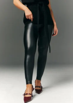 In The Style Black Leather Look Leggings