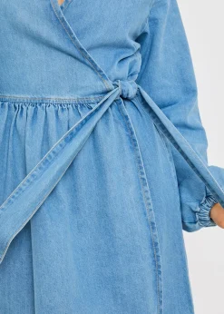 In The Style Blue Denim Wrap Dress