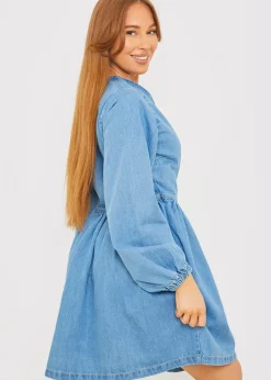 In The Style Blue Denim Wrap Dress