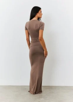 In The Style Brown Maxi Skirt
