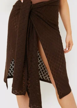 In The Style Chocolate Crochet Sarong