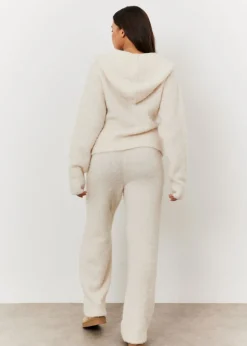 In The Style Stacey Solomon Cream Fluffy Knit Zip Up Hoodie