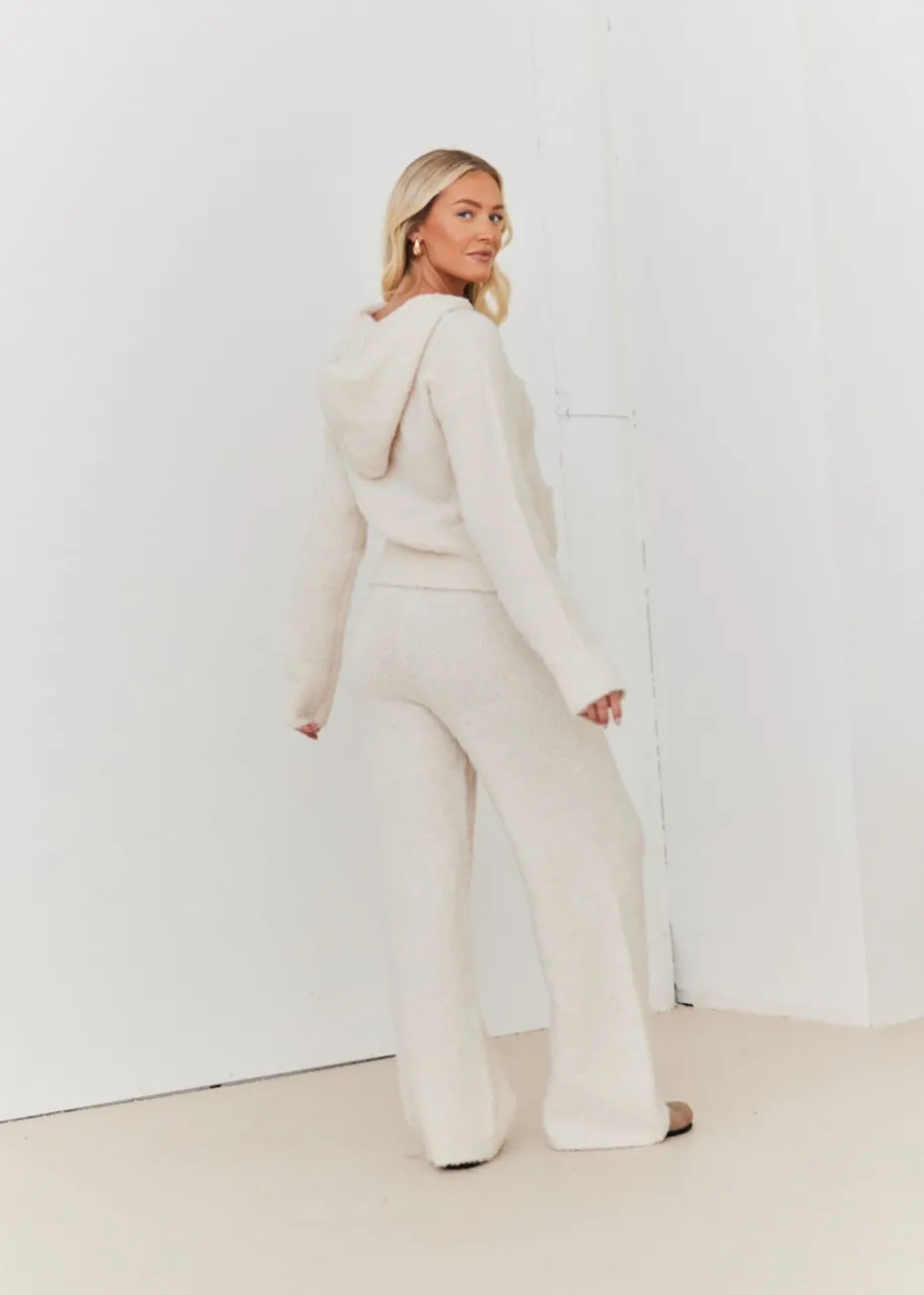 In The Style Stacey Solomon Cream Fluffy Knit Zip Up Hoodie