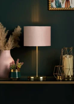 Inlight Blush Pink Velvet Stick Table Lamp (40cm x 16cm x 21cm)