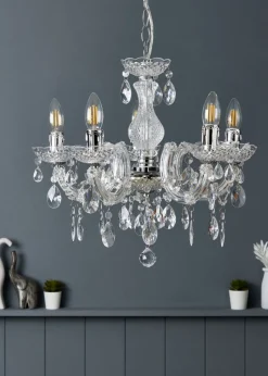 Inlight Charlotte Chrome 5LT Ceiling Fitting (145cm x 45cm x 45cm)