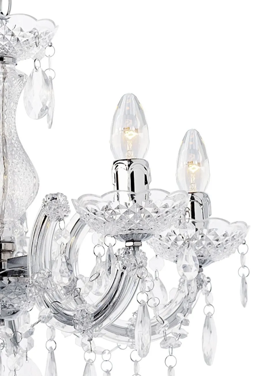 Inlight Charlotte Chrome 5LT Ceiling Fitting (145cm x 45cm x 45cm)