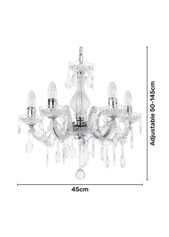 Inlight Charlotte Chrome 5LT Ceiling Fitting (145cm x 45cm x 45cm)