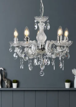 Inlight Charlotte Chrome 5LT Ceiling Fitting (145cm x 45cm x 45cm)