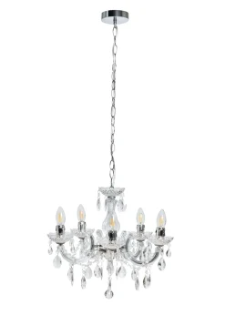 Inlight Charlotte Chrome 5LT Ceiling Fitting (145cm x 45cm x 45cm)