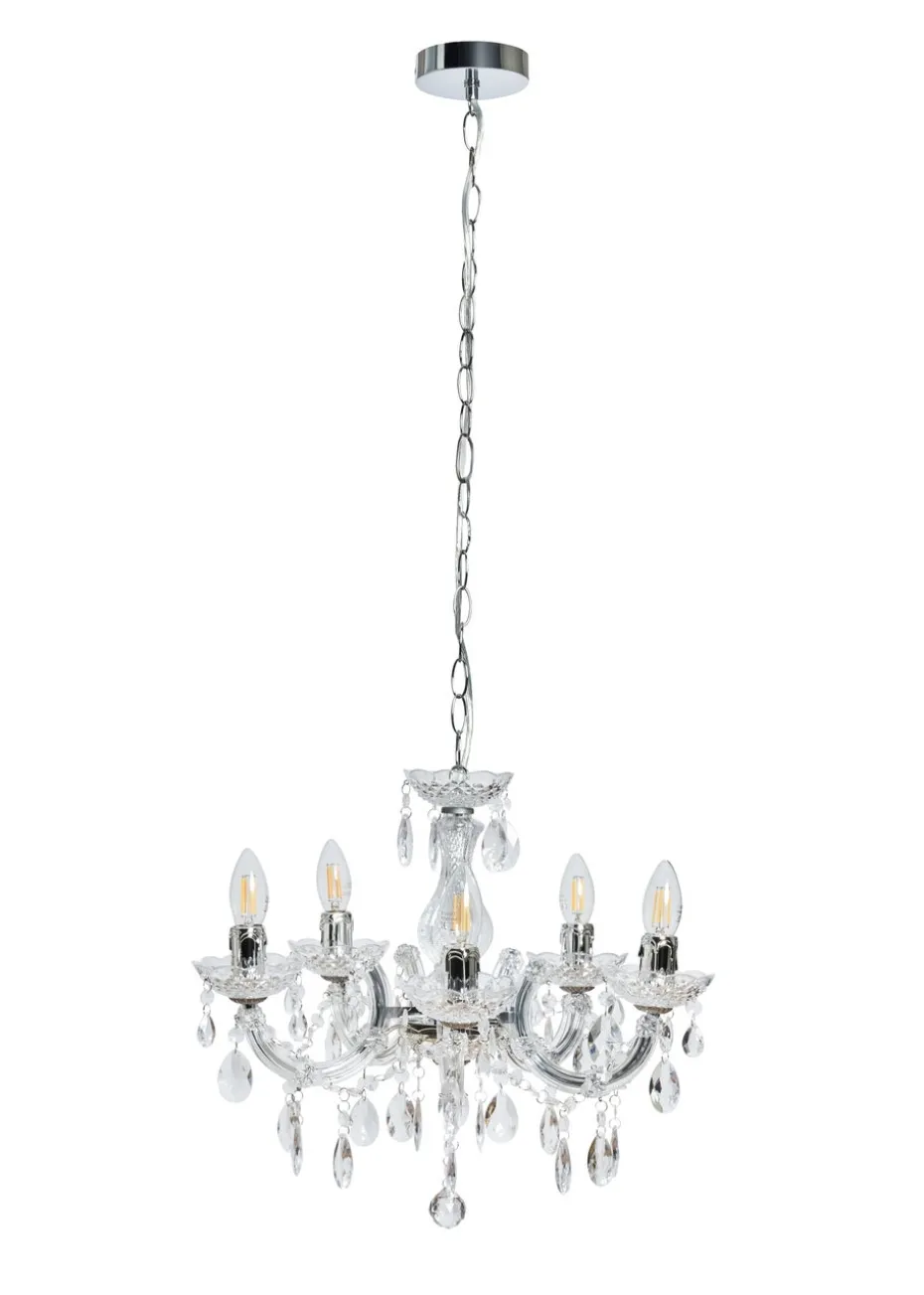 Inlight Charlotte Chrome 5LT Ceiling Fitting (145cm x 45cm x 45cm)