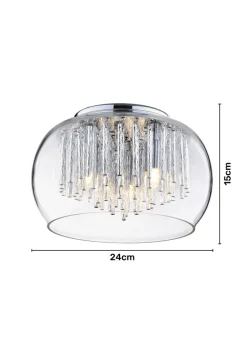 Inlight Chrome Rods 3 Light Flush Ceiling Light (15cm x 24cm x 24cm)