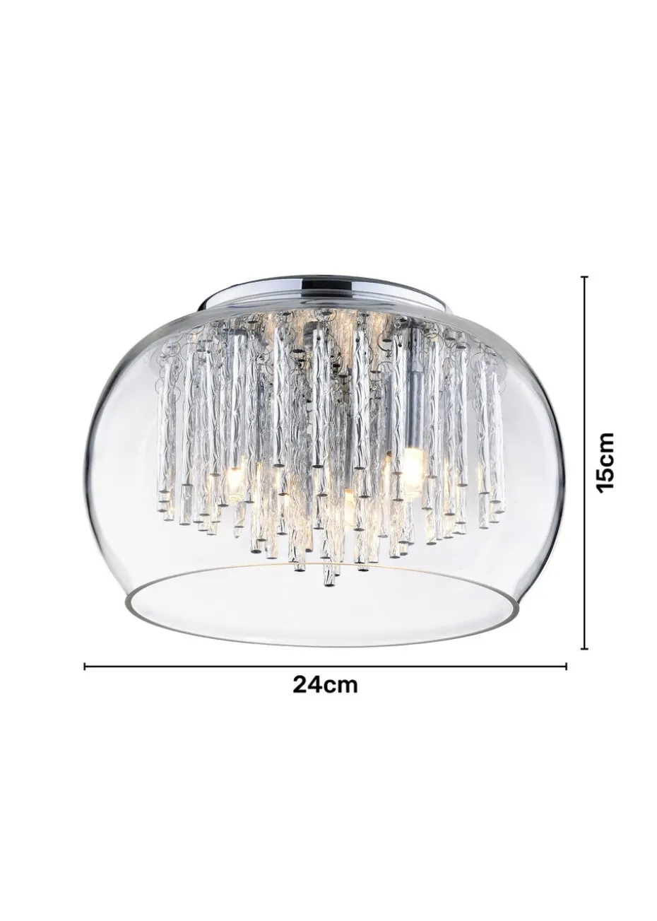 Inlight Chrome Rods 3 Light Flush Ceiling Light (15cm x 24cm x 24cm)