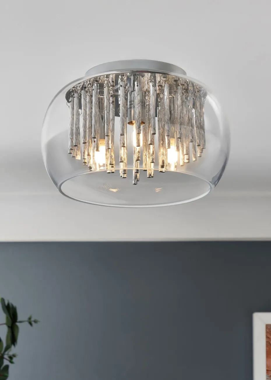 Inlight Chrome Rods 3 Light Flush Ceiling Light (15cm x 24cm x 24cm)