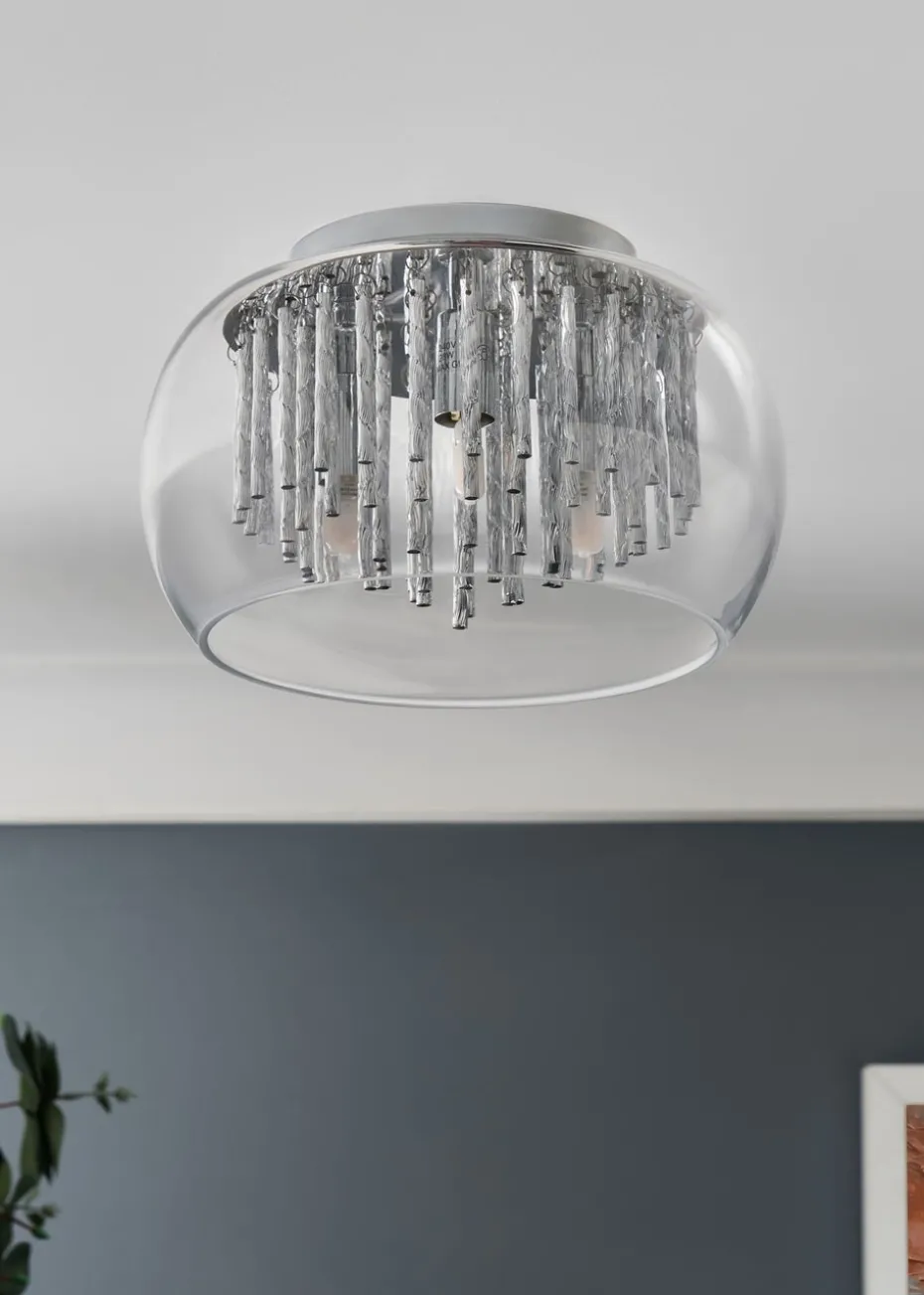 Inlight Chrome Rods 3 Light Flush Ceiling Light (15cm x 24cm x 24cm)