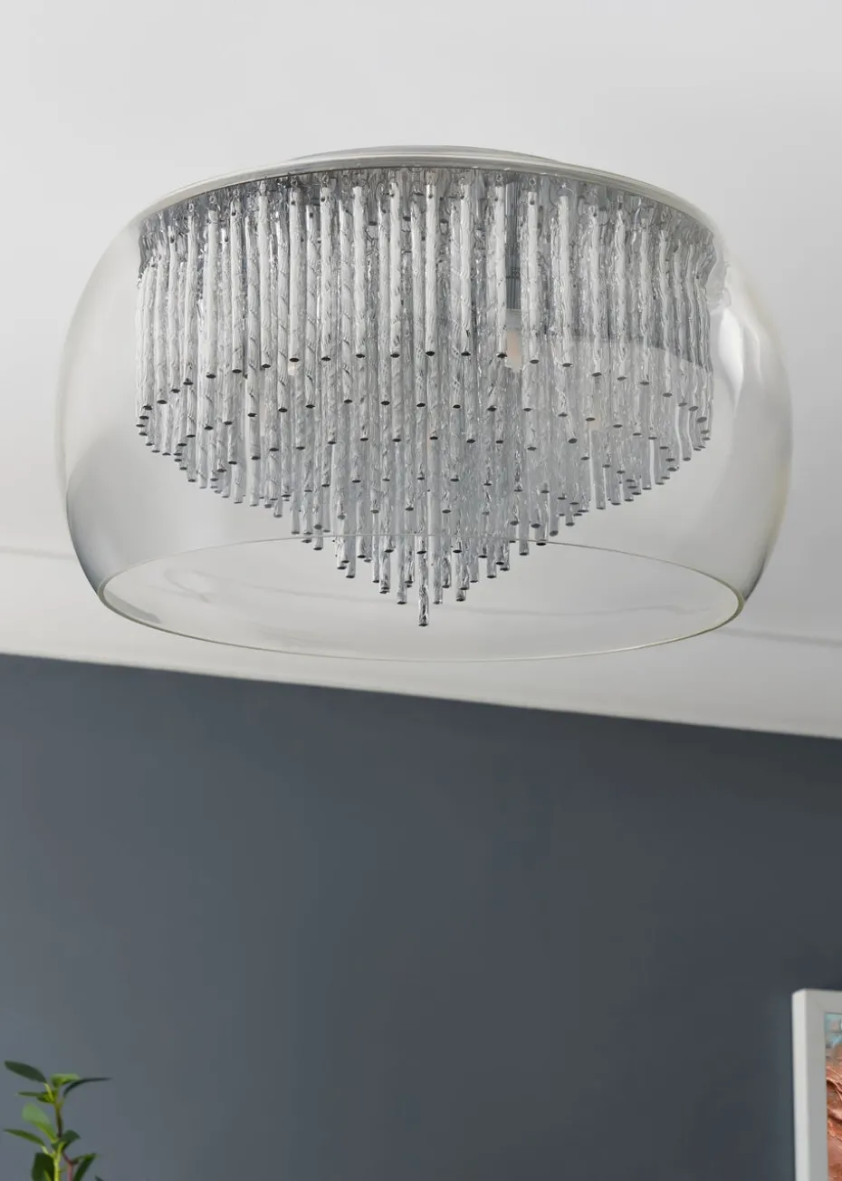 Inlight Chrome Rods 5 Light Flush Ceiling Light (18cm x 30cm x 30cm)