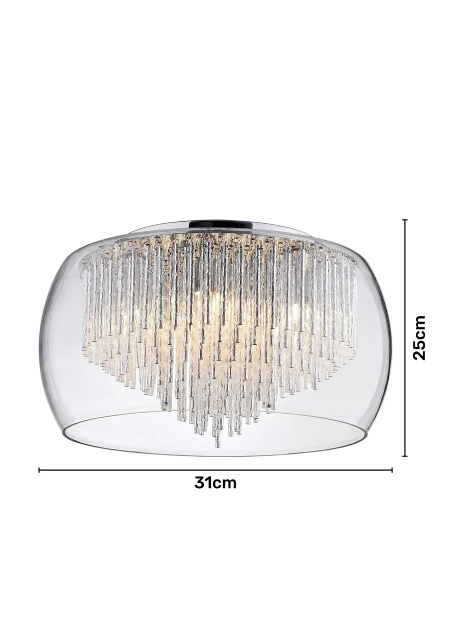 Inlight Chrome Rods 5 Light Flush Ceiling Light (18cm x 30cm x 30cm)