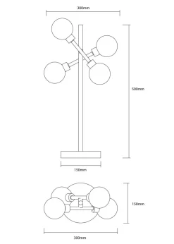 Inlight Nova Brass Table Lamp (50cm x 15cm x 15cm)
