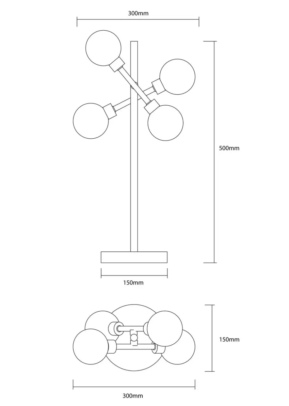Inlight Nova Brass Table Lamp (50cm x 15cm x 15cm)