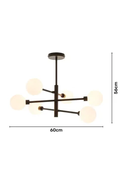 Inlight Nova Semi Flush Ceiling Light Black (56cm x 60cm x 60cm)