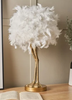 Inlight Ostrich Feather Table Lamp (50cm x 30cm x 30cm)