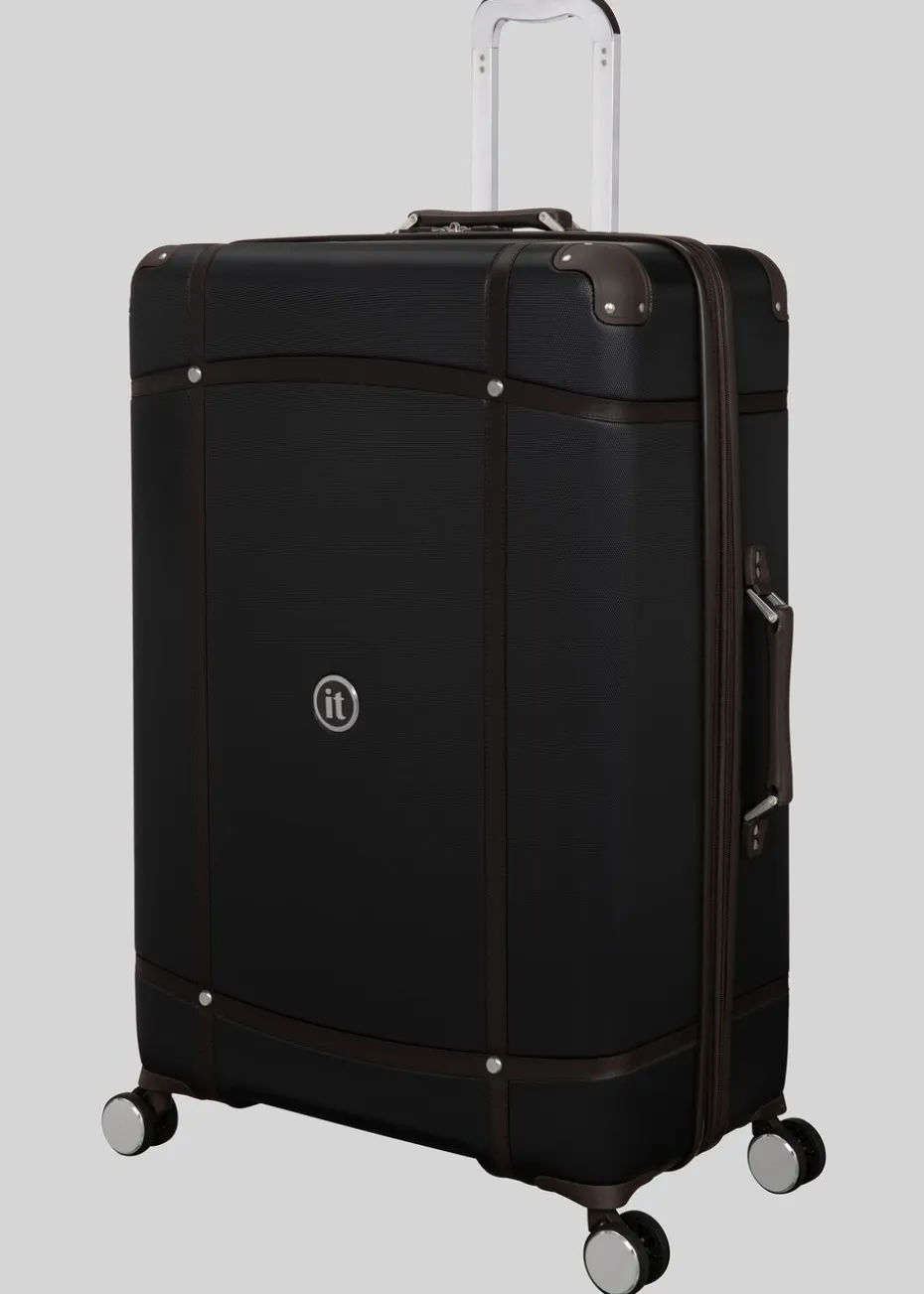 IT Luggage Black Trunk Hard Suitcase