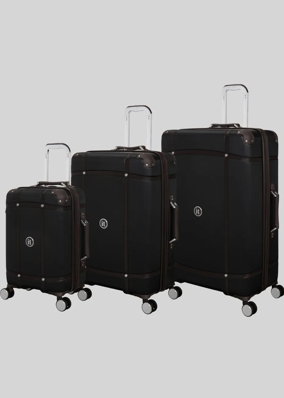 IT Luggage Black Trunk Hard Suitcase