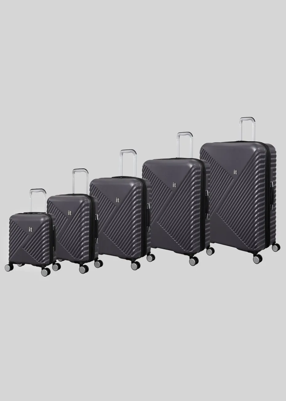 IT Luggage Dark Grey Inclining Hard Shell Suitcase