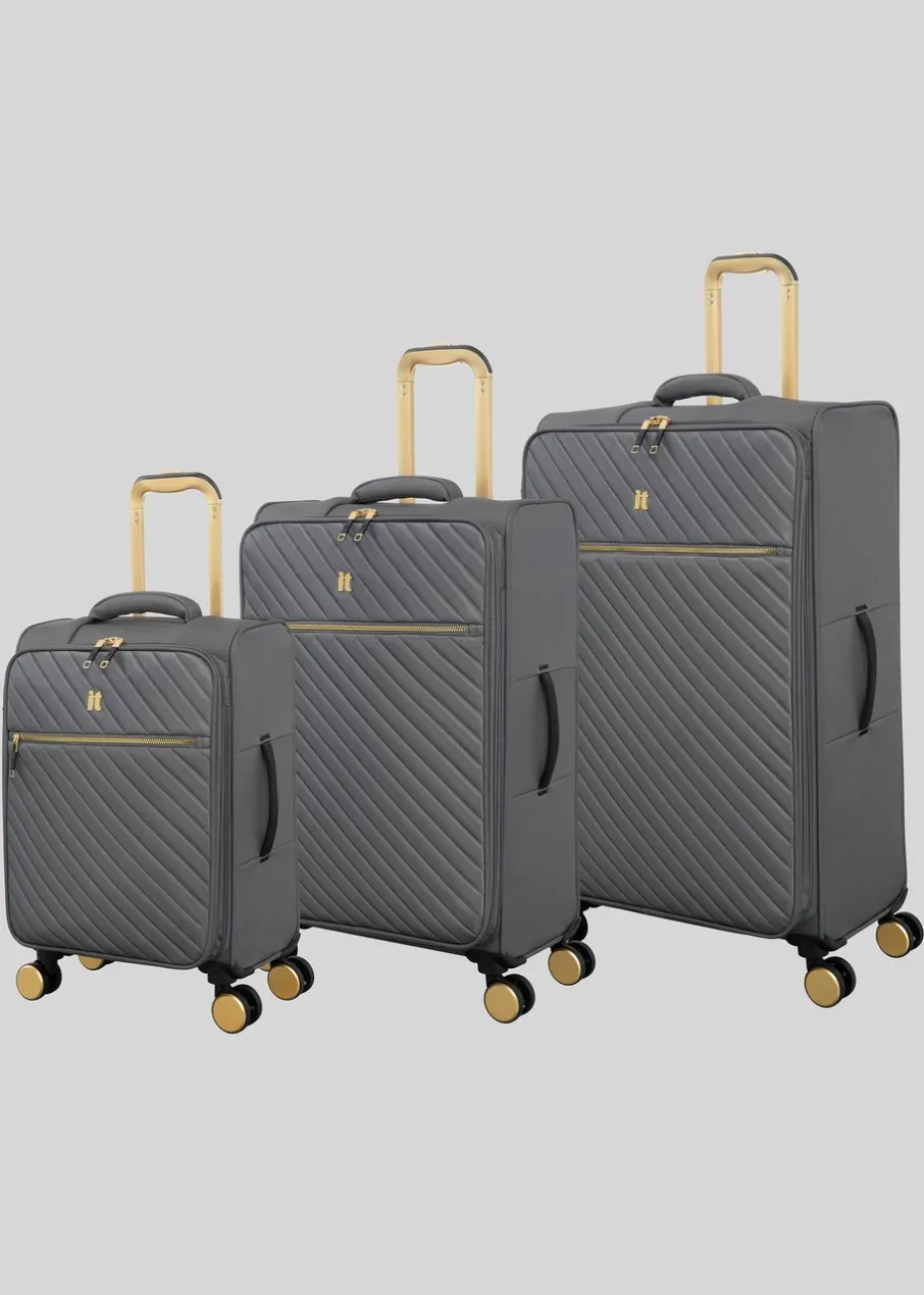 IT Luggage Grey Desirable Soft Suitcase