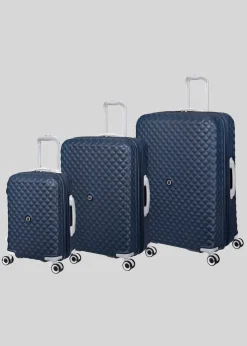 IT Luggage Navy Quilted Suitcase