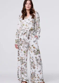 Izabel London Beige Butterfly Print Long Sleeve Shirt