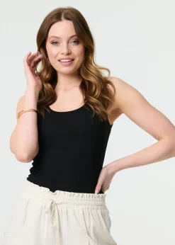 Izabel London Beige Elasticated Waist Crop Wide Leg Trousers