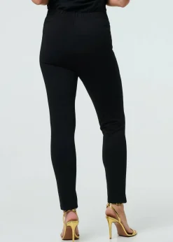 Izabel London Black Button Detail High Waist Slim Leggings