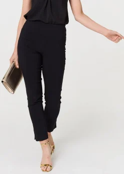Izabel London Black High Waist Slim Leg Fitted Trousers