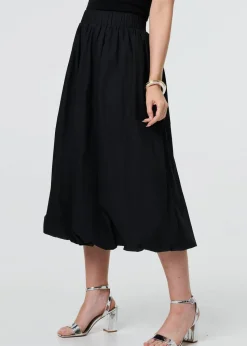 Izabel London Black High Waist Elasticated Midi Bubble Skirt
