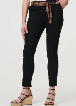 Izabel London Black Mid Rise Straight Trousers with Belt