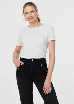 Izabel London Black Mid Rise Scalloped Pocket Jeans