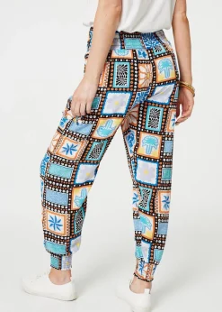 Izabel London Black Mosaic Print High Waist Harem Pants