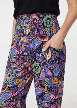 Izabel London Black Paisley Tassel Pocket Harem Pants