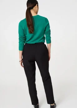 Izabel London Black Plain Drawstring Waist Slim Trousers